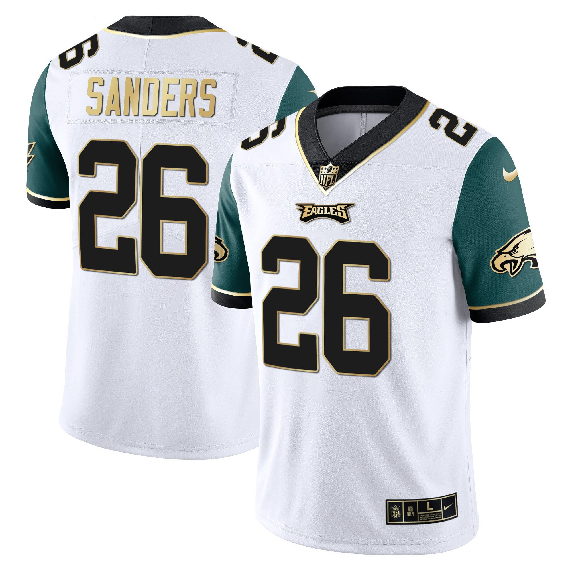 Miles Sanders Men's Philadelphia Eagles Gold & Split Vapor Midnight Green Sleeves Jersey - All Stitched