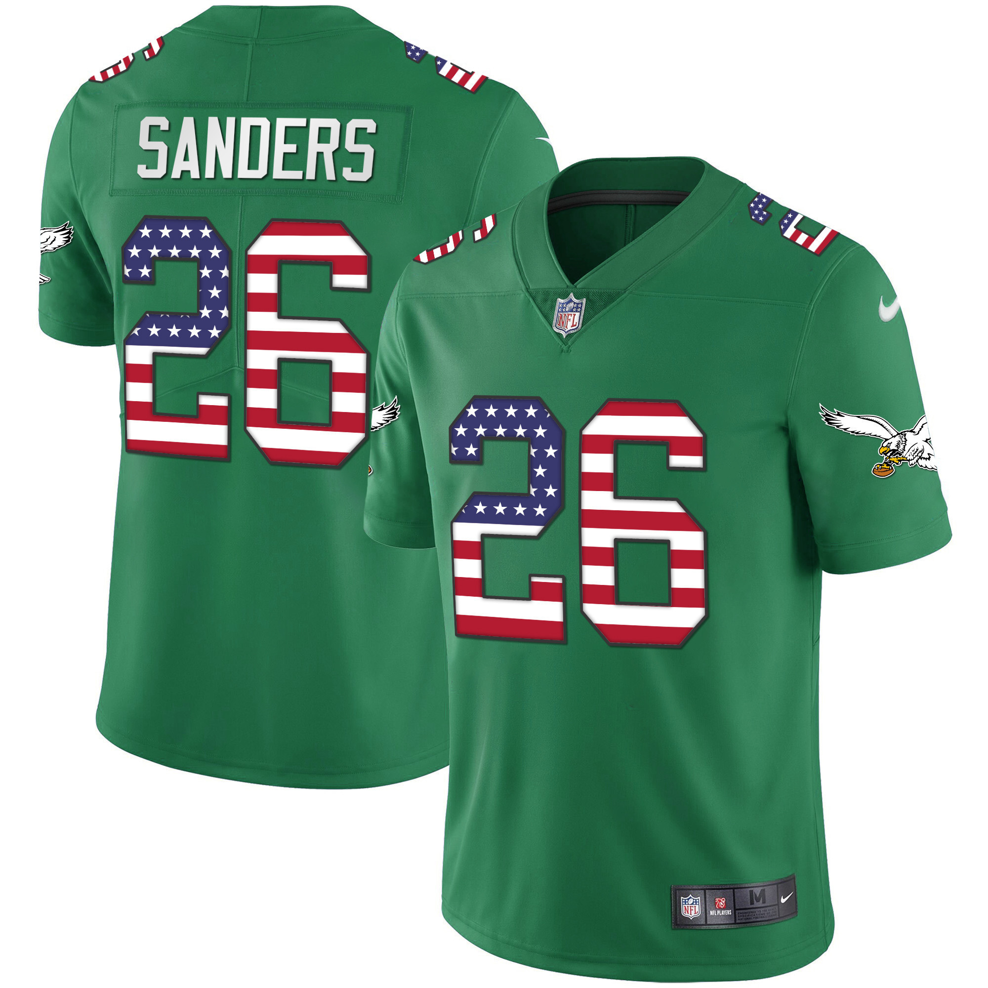 Miles Sanders Men's Philadelphia Eagles Kelly Green Gold Flag Vapor Jersey - All Stitched