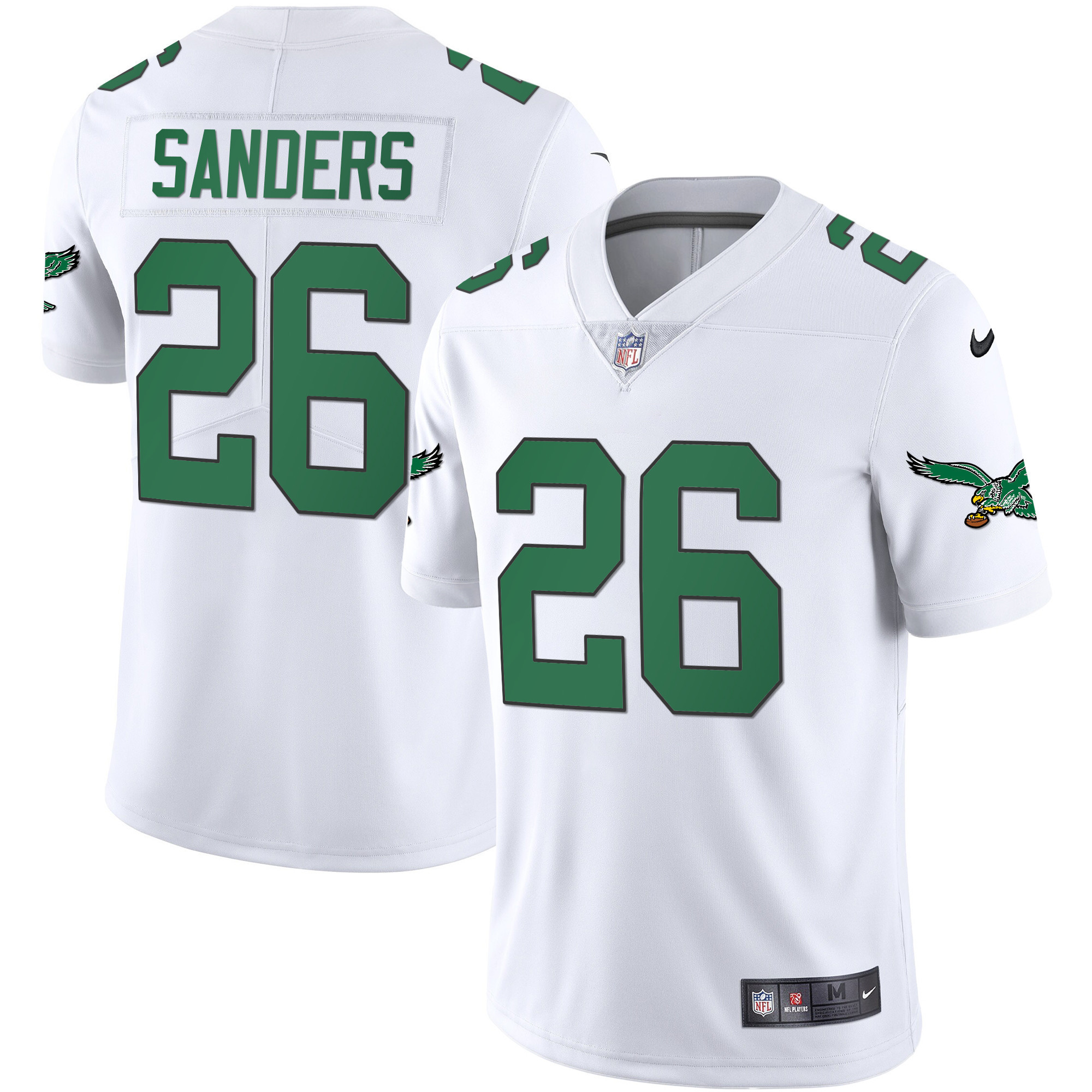 Miles Sanders Men's Philadelphia Eagles Kelly Green Vapor Throwback 90s White Jersey - All Stitched