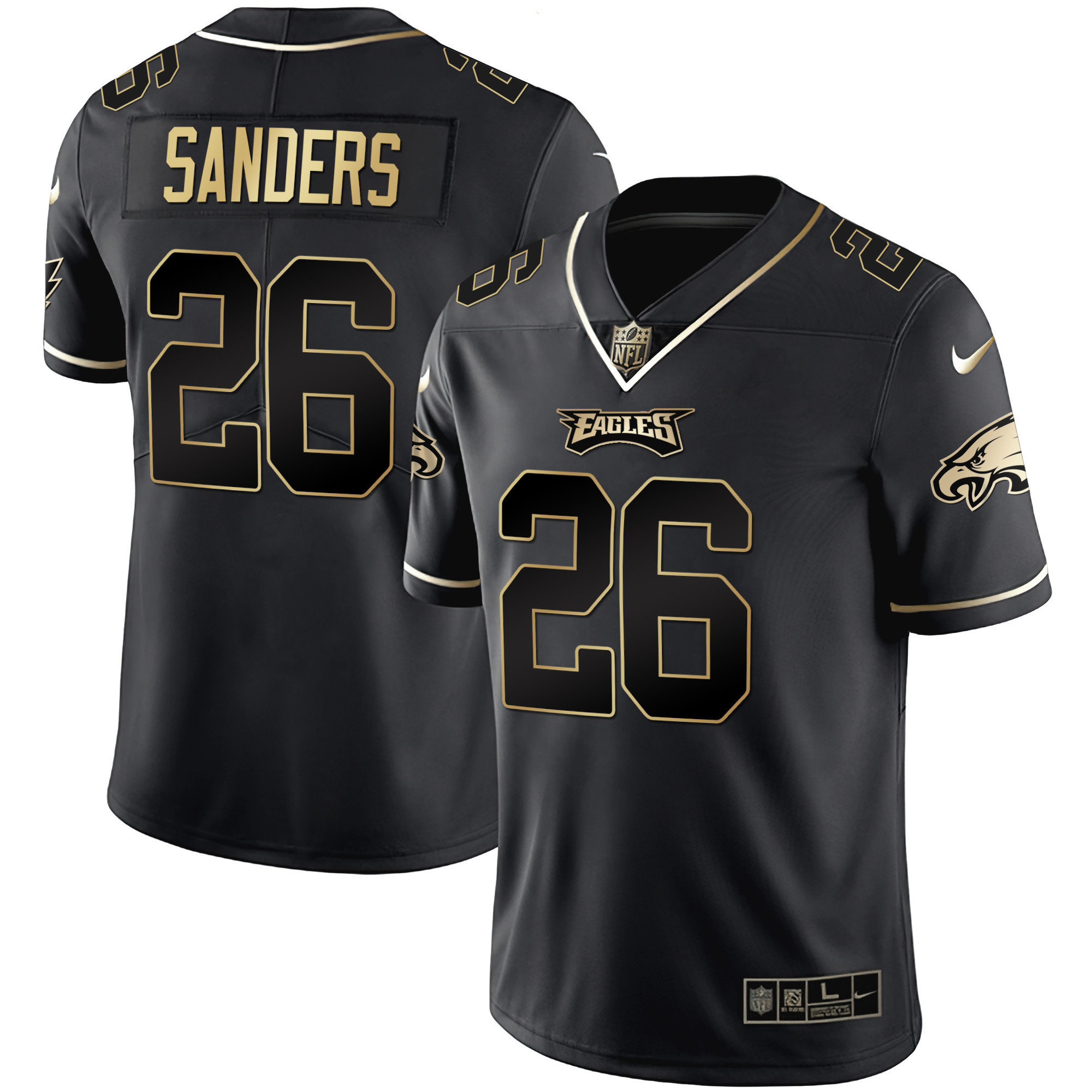 Miles Sanders Philadelphia Eagles Black Gold Jersey - All Stitched