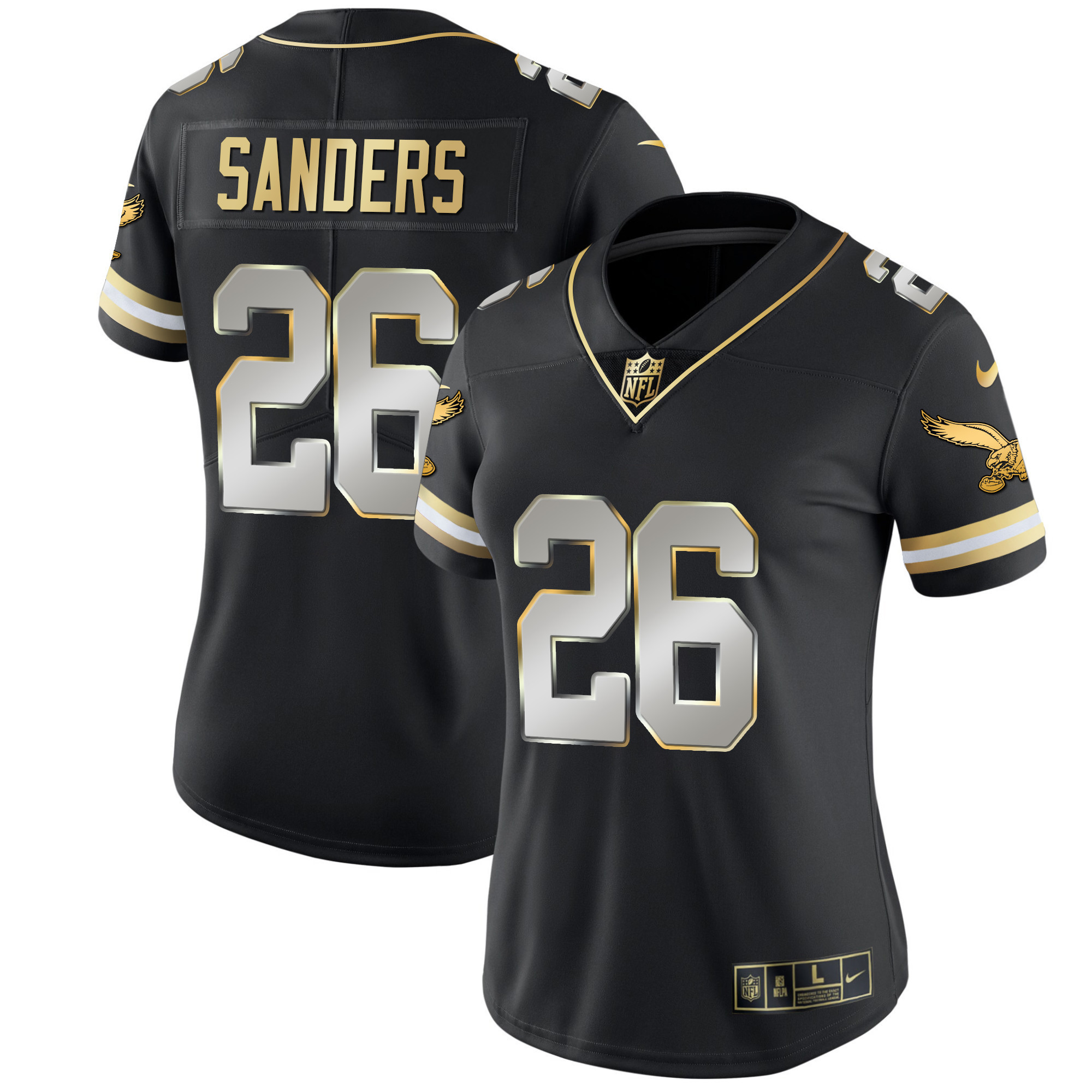 Miles Sanders Women's Philadelphia Eagles Gold & Kelly Vapor Throwback Black Limited Jersey - All Stitched