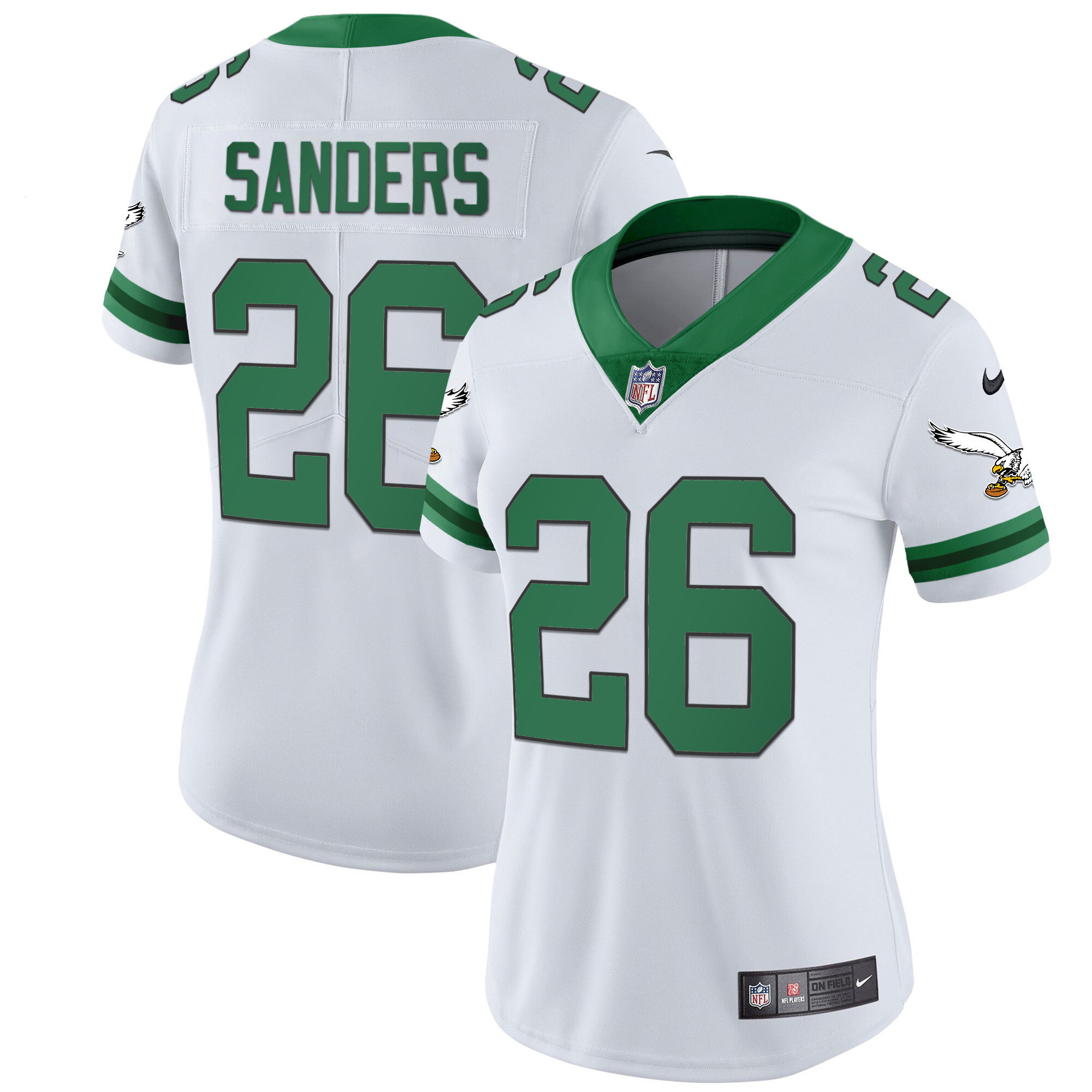 Miles Sanders Women's Philadelphia Eagles Gold & Kelly Vapor Throwback Kelly White Jersey - All Stitched