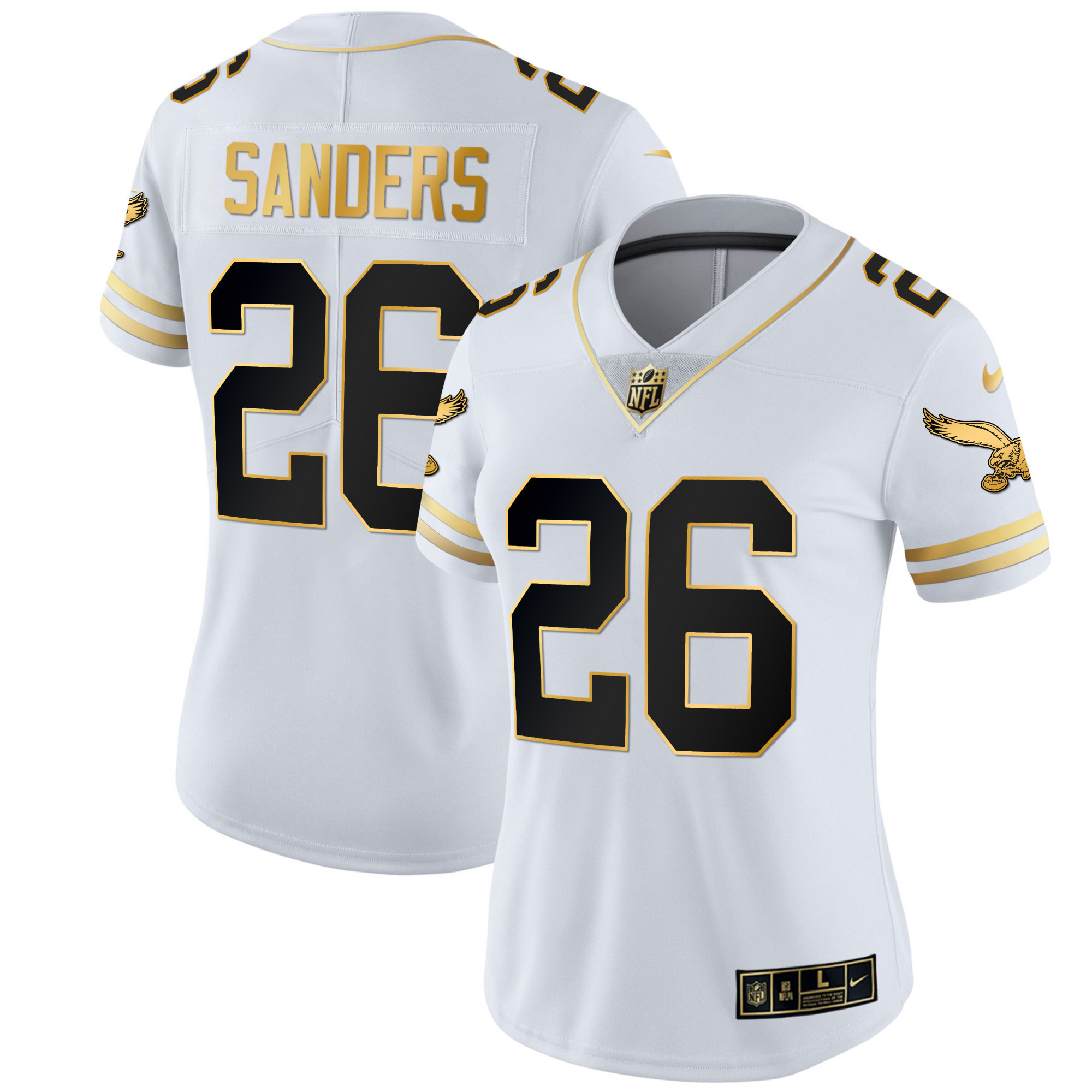 Miles Sanders Women's Philadelphia Eagles Gold & Kelly Vapor Throwback White Gold Jersey - All Stitched