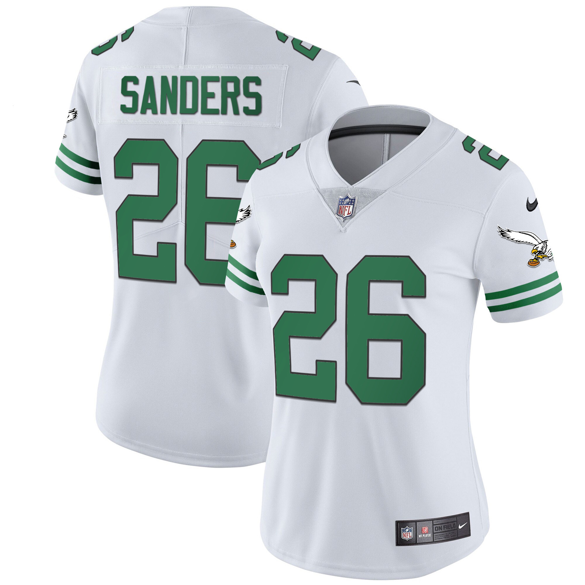 Miles Sanders Women's Philadelphia Eagles Gold & Kelly Vapor V2 Kelly White Jersey - All Stitched