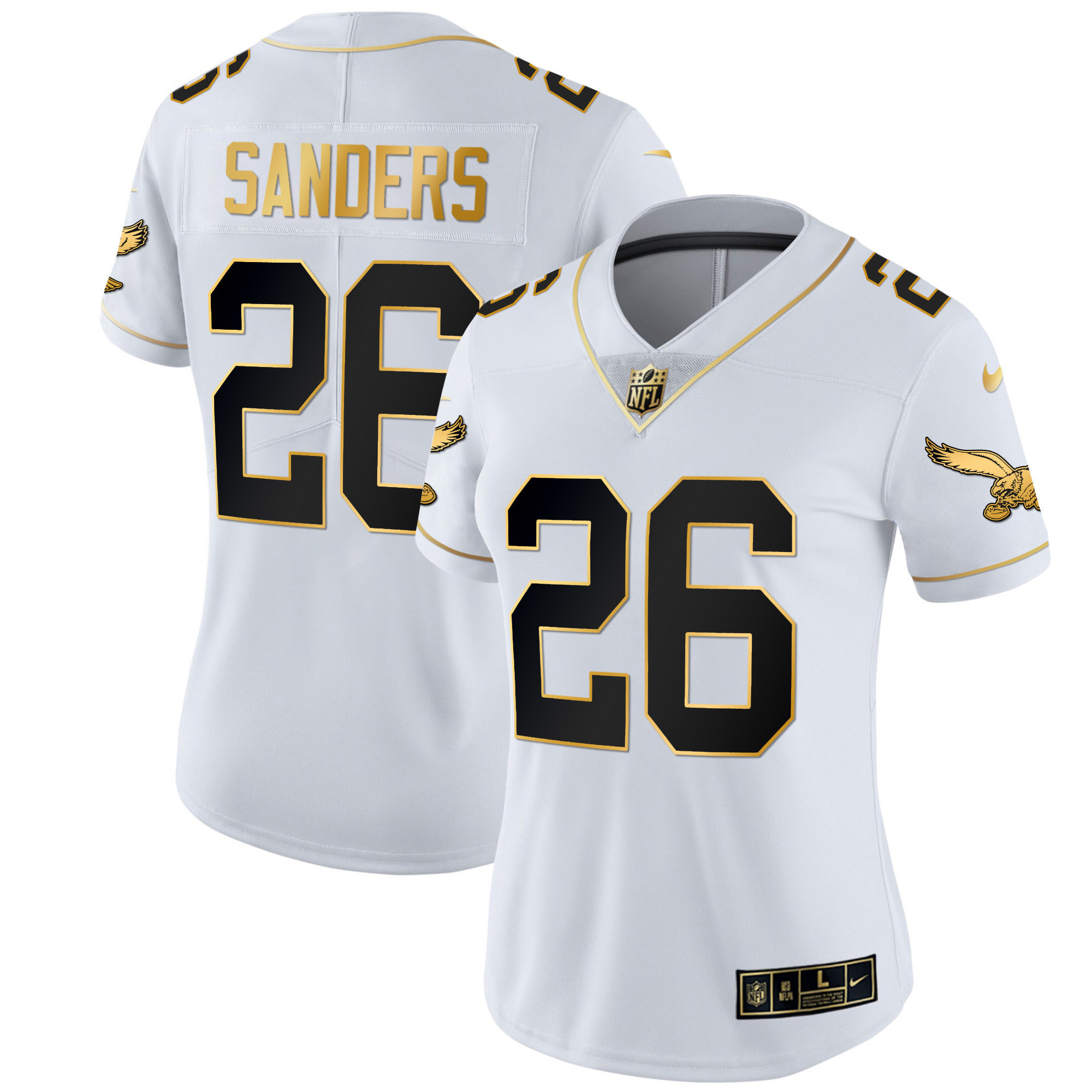 Miles Sanders Women's Philadelphia Eagles Kelly Green Gold White Gold Jersey - All Stitched