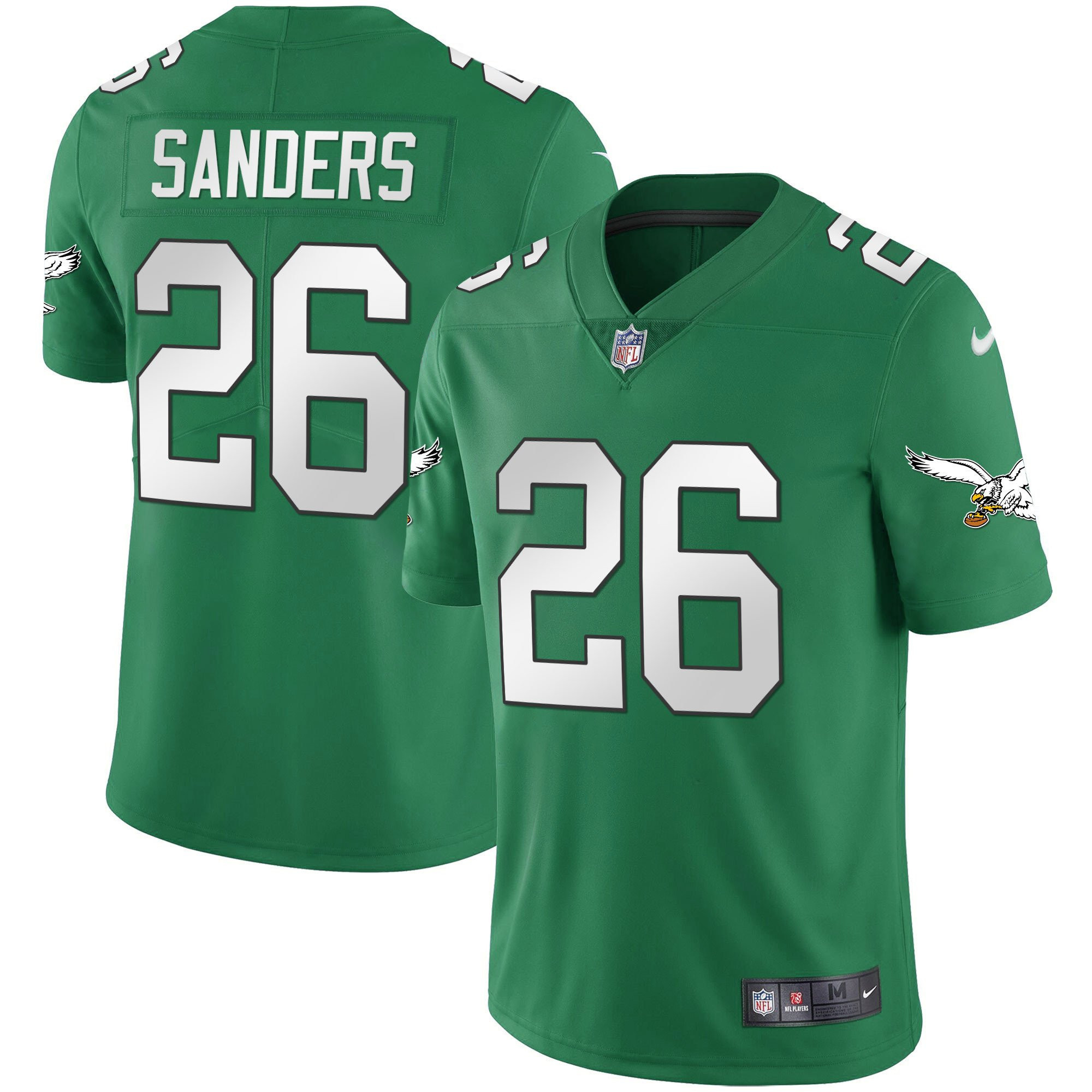 Miles Sanders Youth's Philadelphia Eagles Kelly Green Gold Jersey - All Stitched