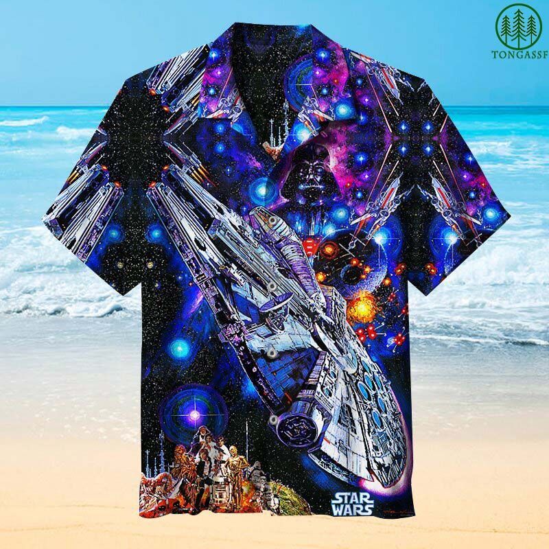 Millennium Falcon starship Darth Vader StarWar Hawaiian Shirt