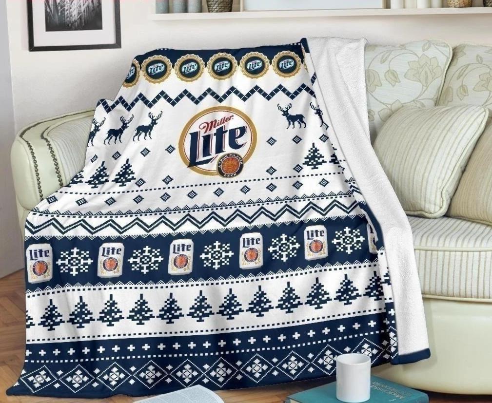 Miller Lite Ugly Sherpa Blanket Cozy Blanket Fleece Blanket