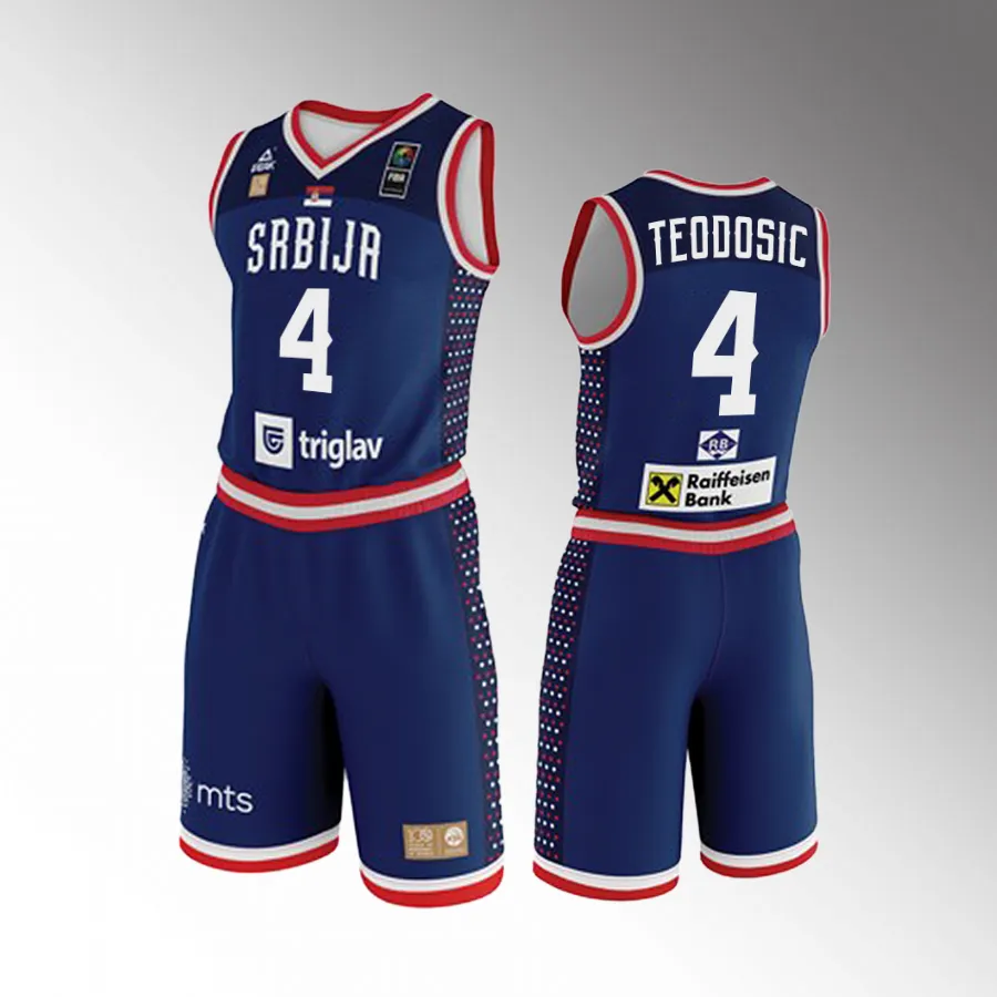 Milos Teodosic Serbia 2023 FIBA World Cup Navy Jersey Shorts Set #4