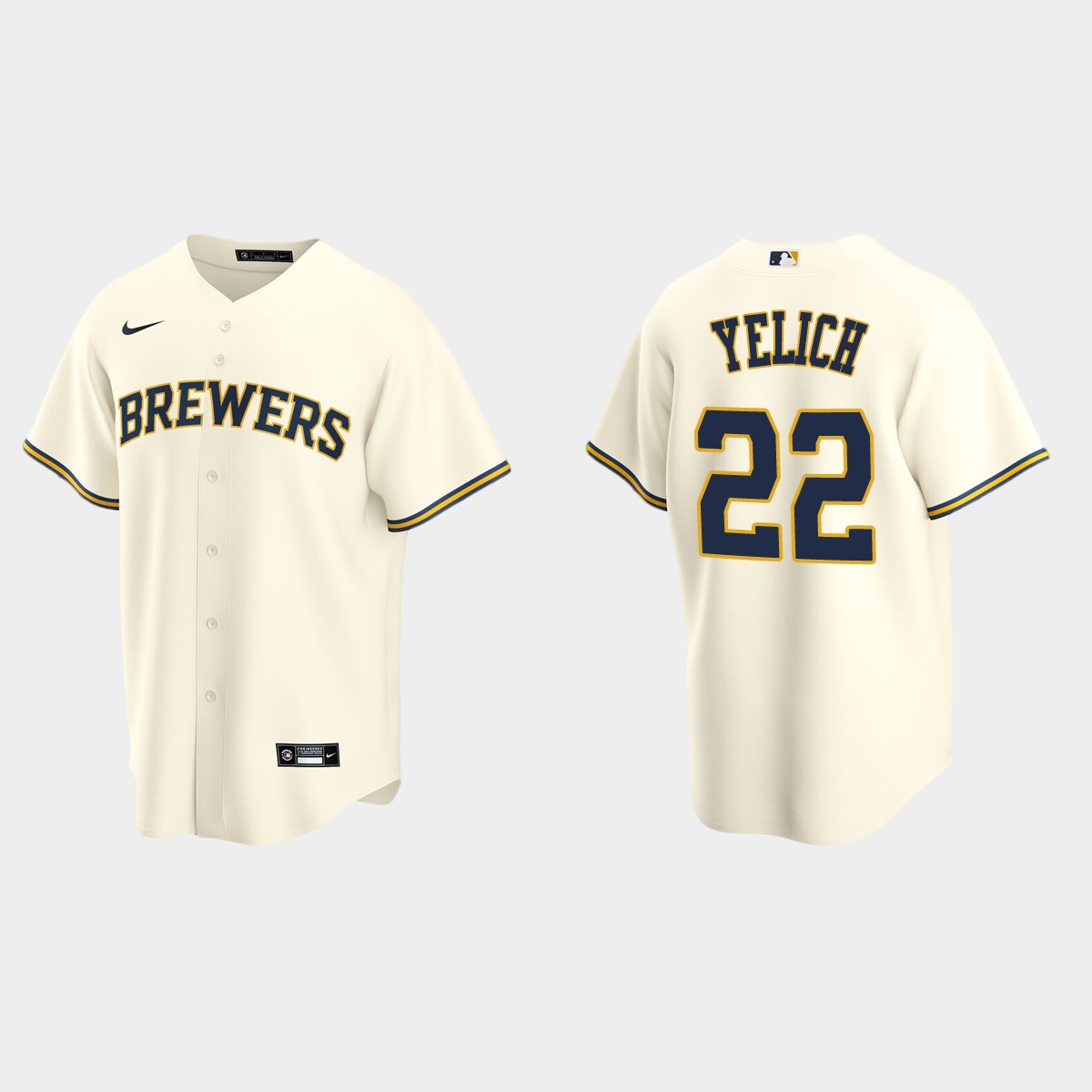 Milwaukee Brewers #22 Christian Yelich Cream Home Jersey