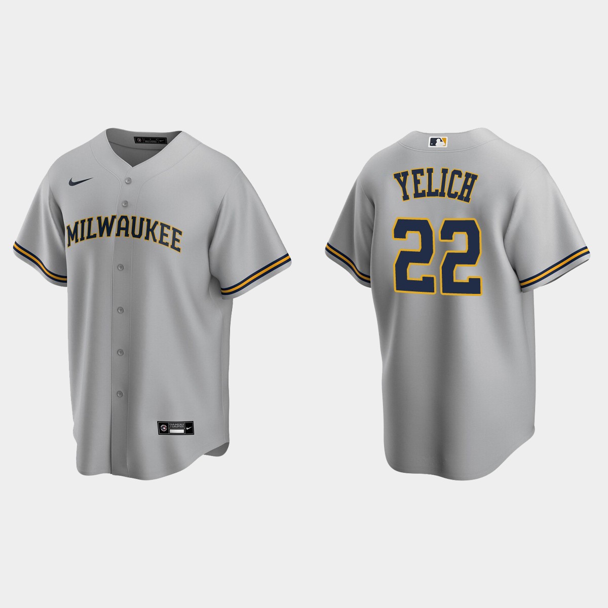 Milwaukee Brewers #22 Christian Yelich Gray Road Jersey