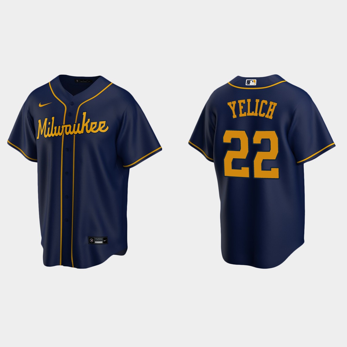 Milwaukee Brewers #22 Christian Yelich Navy Alternate Jersey