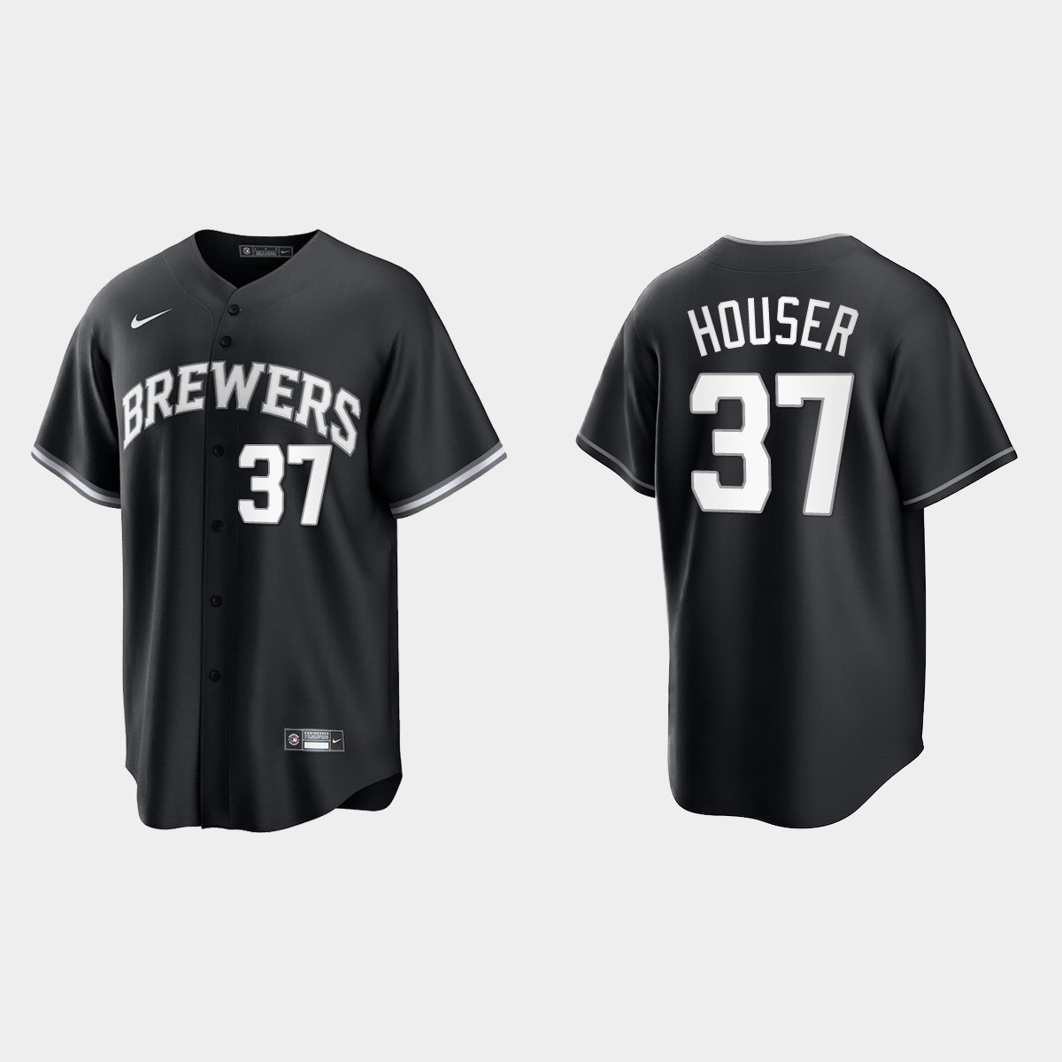 Milwaukee Brewers Adrian Houser Jersey - Black White