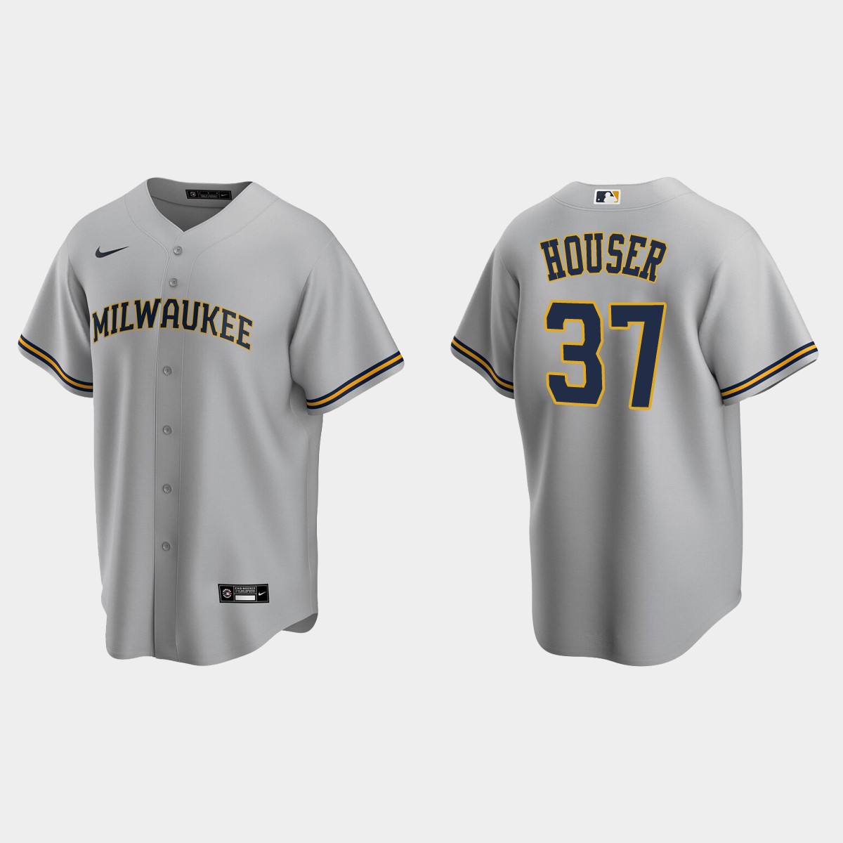 Milwaukee Brewers Adrian Houser Road Jersey - Gray