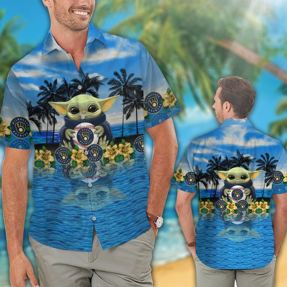 Milwaukee Brewers Baby Yoda Hawaiian Shirt