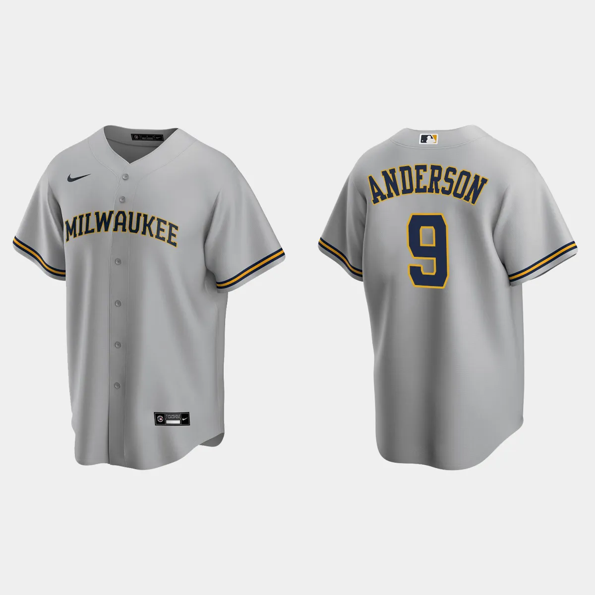 Milwaukee Brewers Brian Anderson Road Jersey - Gray