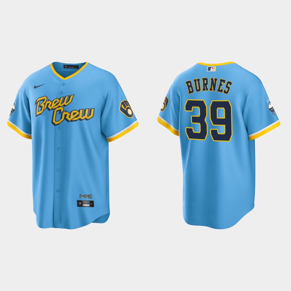 Milwaukee Brewers Corbin Burnes 2022 City Connect Jersey - Powder Blue