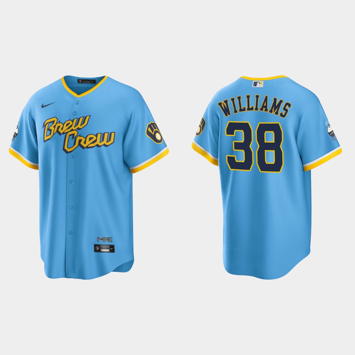 Milwaukee Brewers Devin Williams 2022 City Connect Jersey - Powder Blue