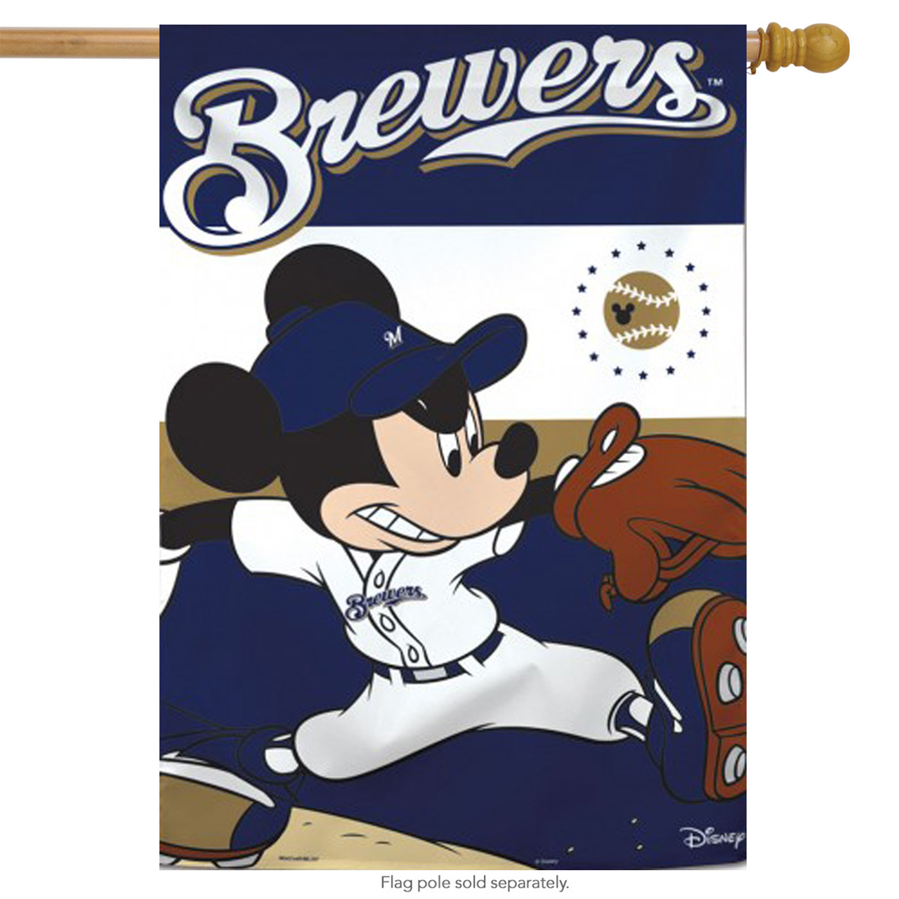 Milwaukee Brewers MLB Mickey Mouse Baseball Garden Flag, House Flag