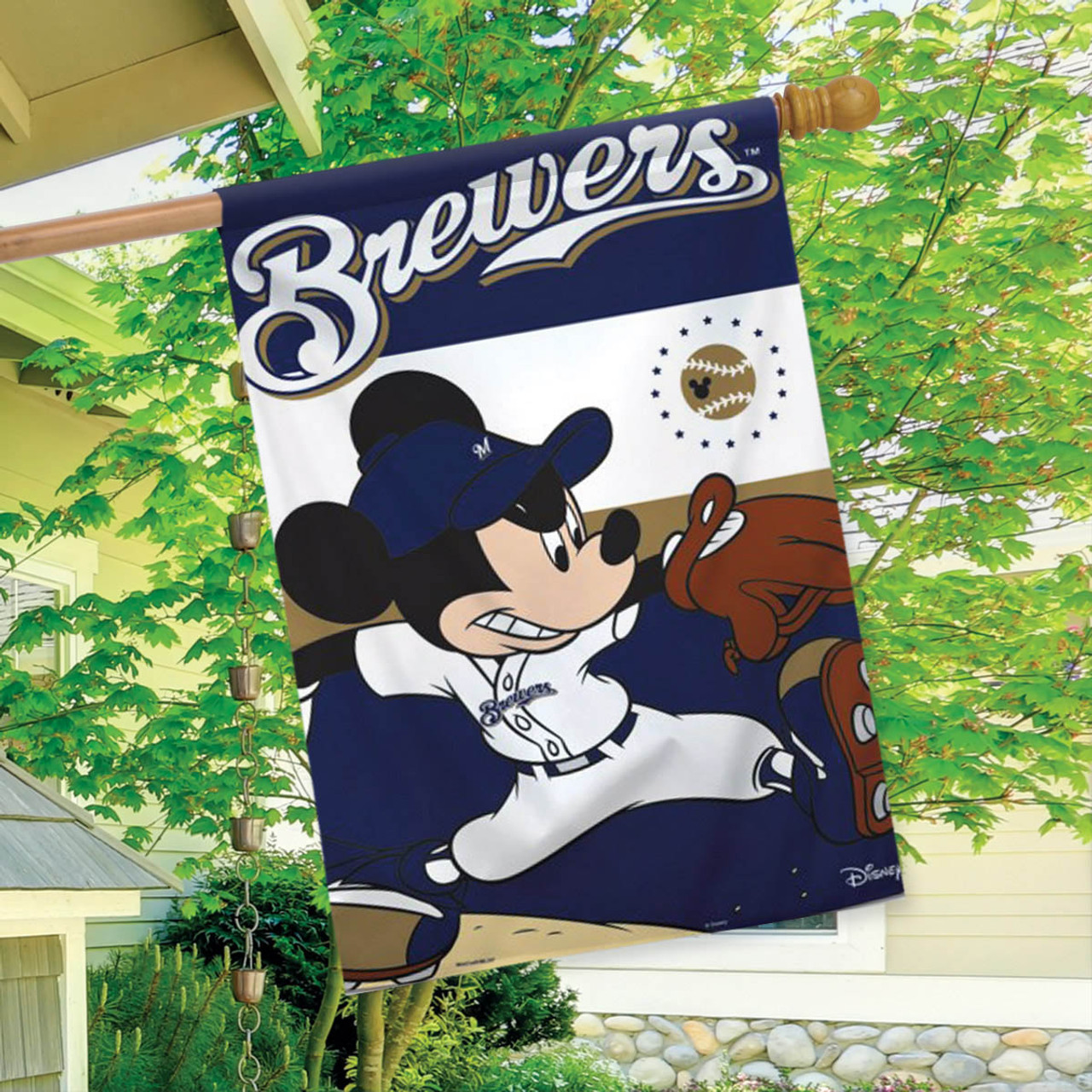 Milwaukee Brewers MLB Mickey Mouse Baseball Garden Flag, House Flag