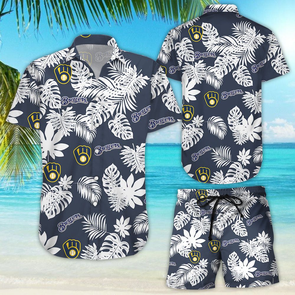Milwaukee Brewers Tropical Flower Hawaiian Shirt