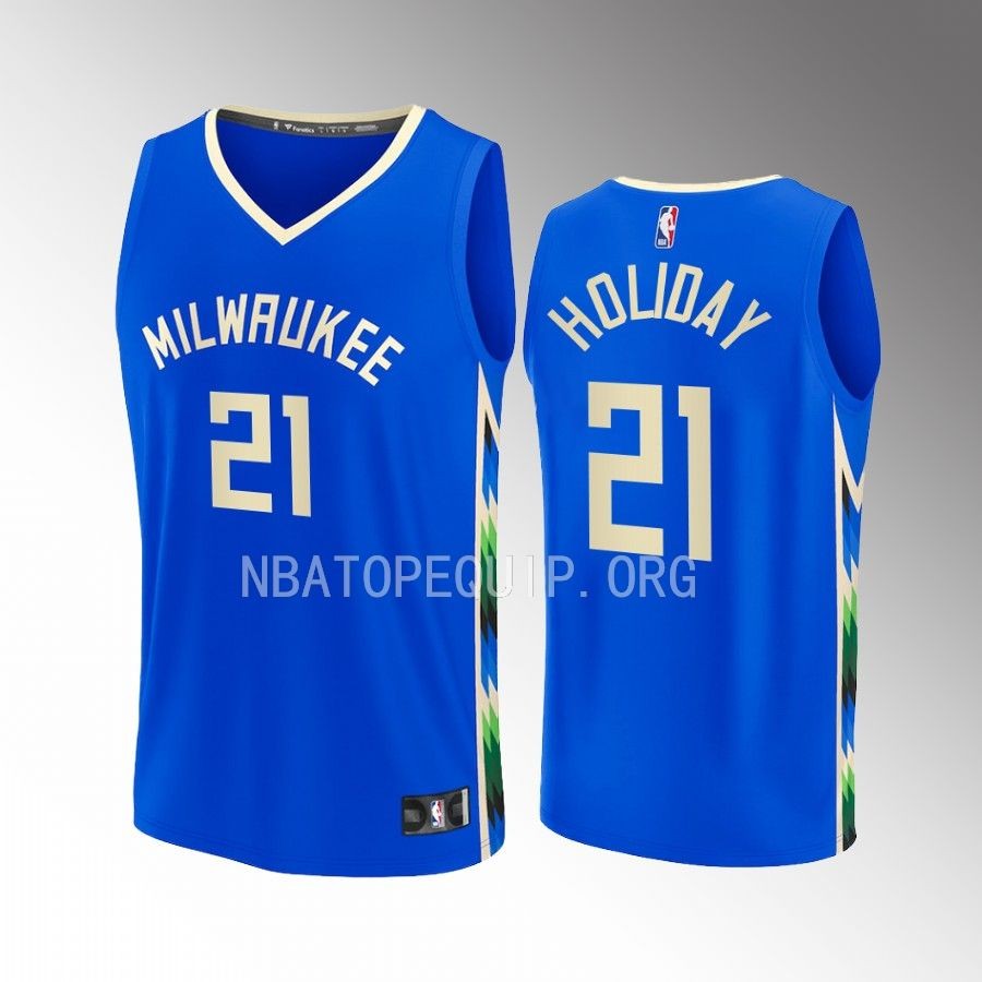 Milwaukee Bucks #21 Jrue Holiday City Edition Jersey 2022-23 Fastbreak Royal