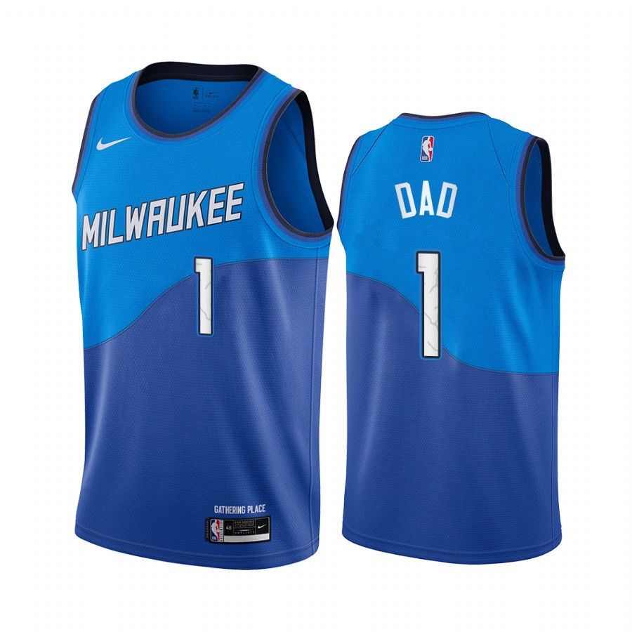 Milwaukee Bucks 2021 Fathers Day Blue No.1 Dad Jersey