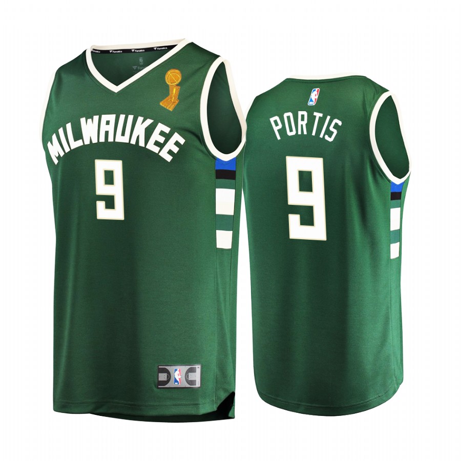 Milwaukee Bucks Bobby Portis 2021 NBA Finals Champions Jersey Green #9