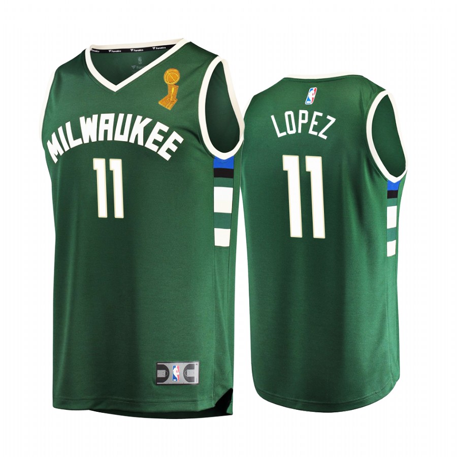 Milwaukee Bucks Brook Lopez 2021 NBA Finals Champions Jersey Green #11