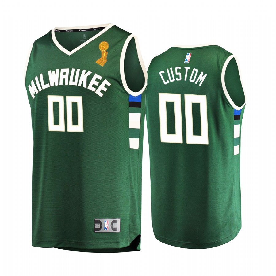 Milwaukee Bucks Custom 2021 NBA Finals Champions Jersey Green #00