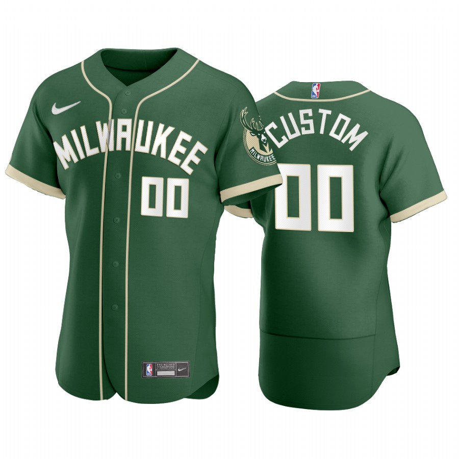Milwaukee Bucks Custom NBA X MLB Crossover Edition Baseball Jersey Shirts