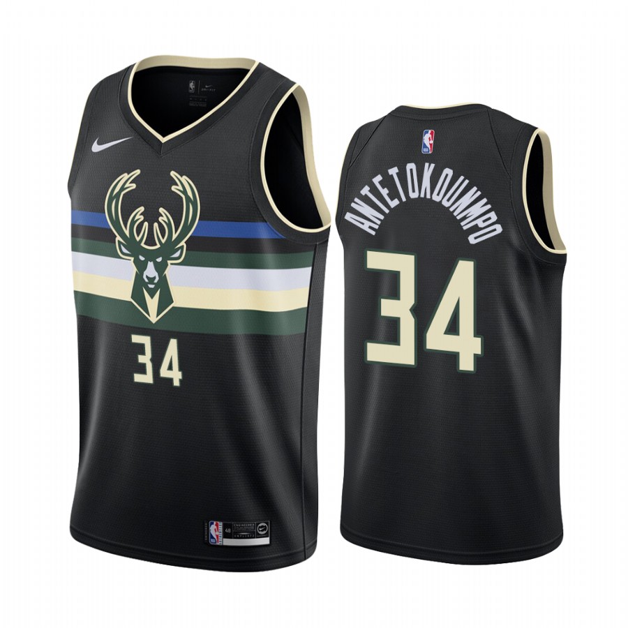 Milwaukee Bucks Giannis Antetokounmpo Black 2019-20 Statement Edition Jersey