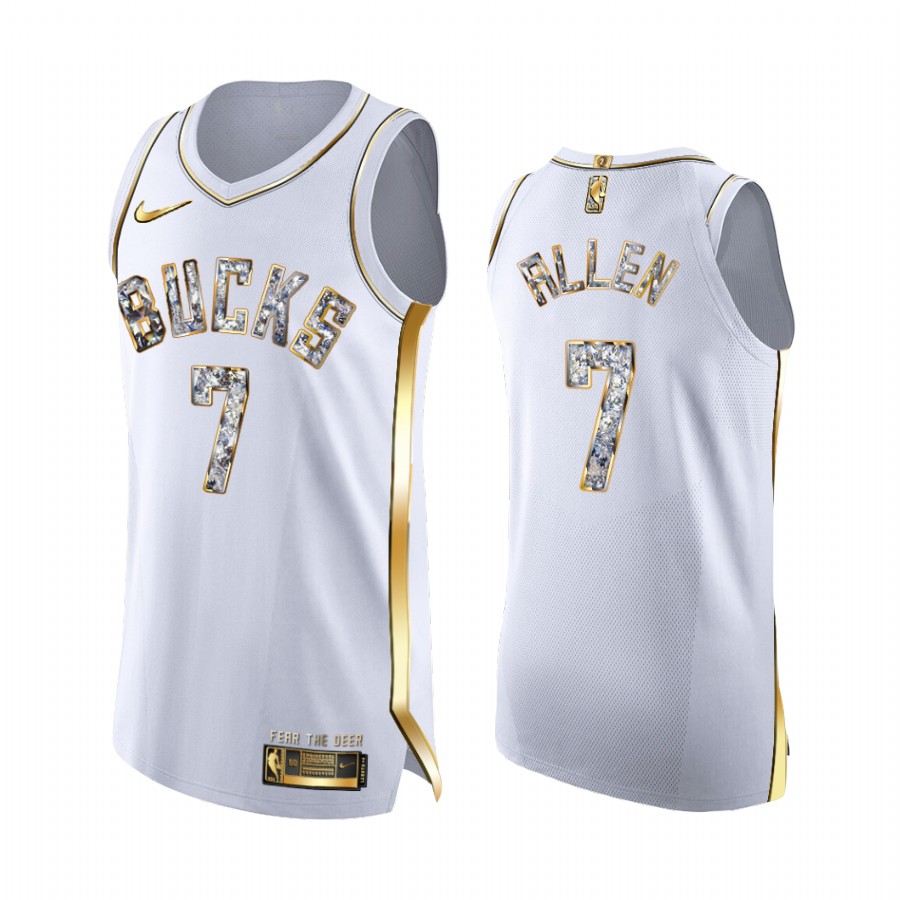 Milwaukee Bucks Grayson Allen White Diamond Edition Jersey 2022 NBA Playoffs #7