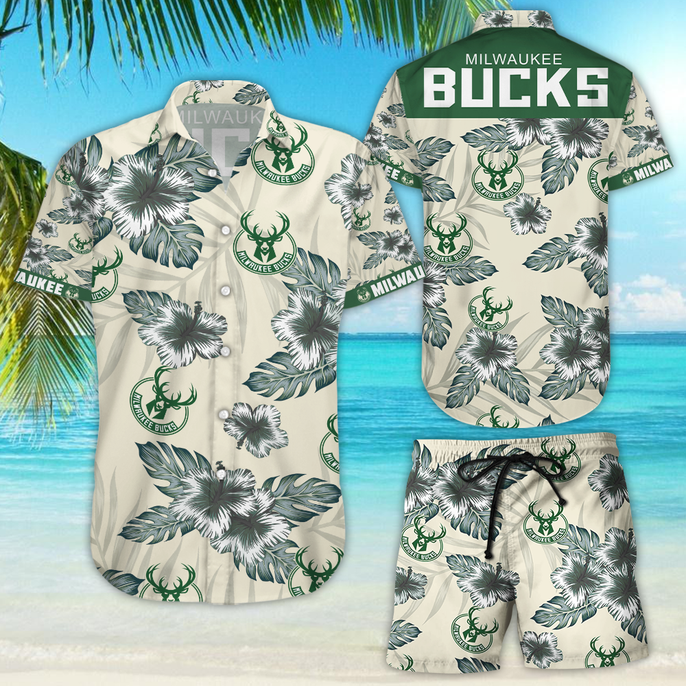 Milwaukee Bucks Tropical Flower Hawaiian Shirt