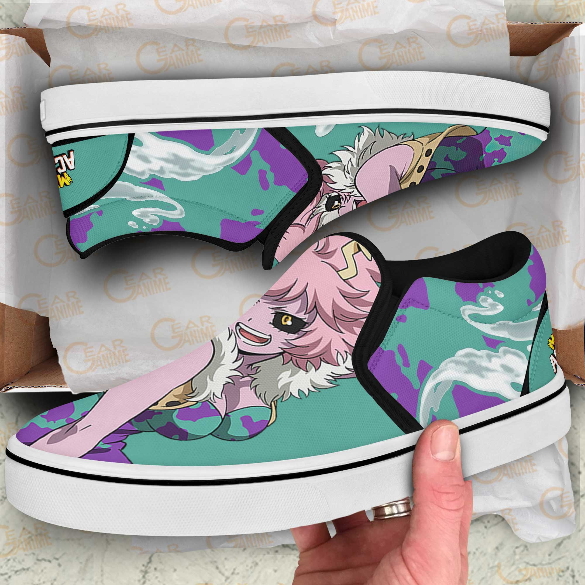 Mina Ashido Slip-On Shoes Canvas My Hero Academia Custom Anime Shoes