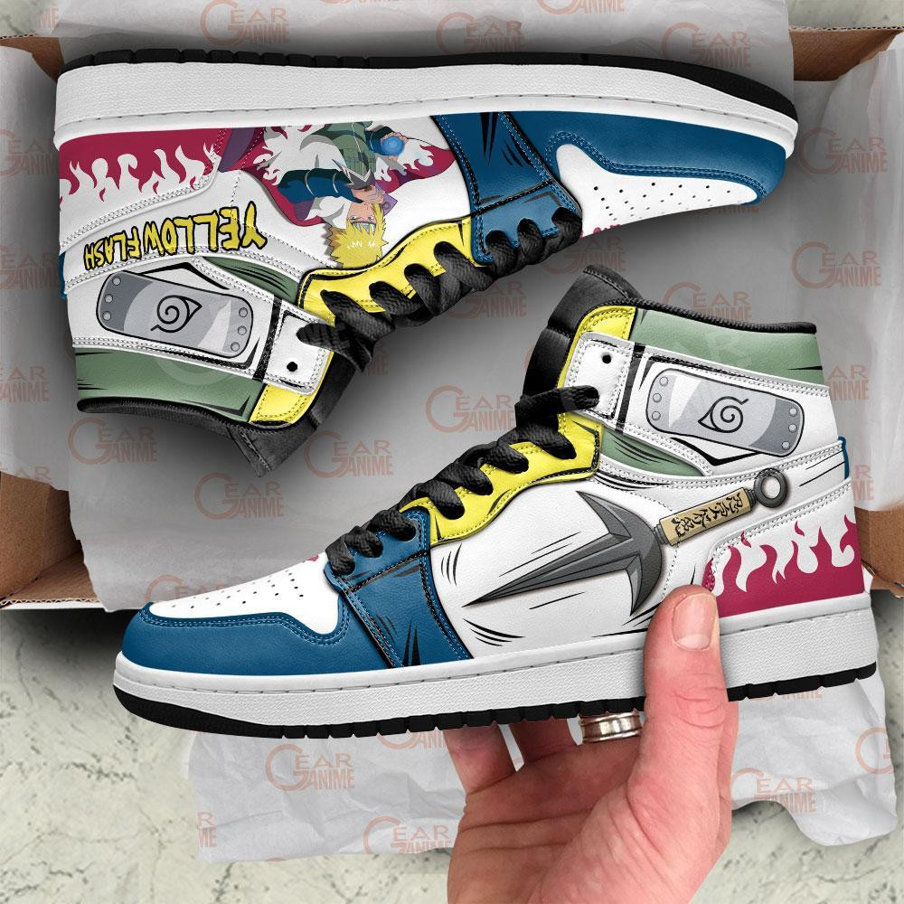 Minato JD1s Sneakers Yellow Flash Kunai Anime Shoes, Air Jordan Hightop