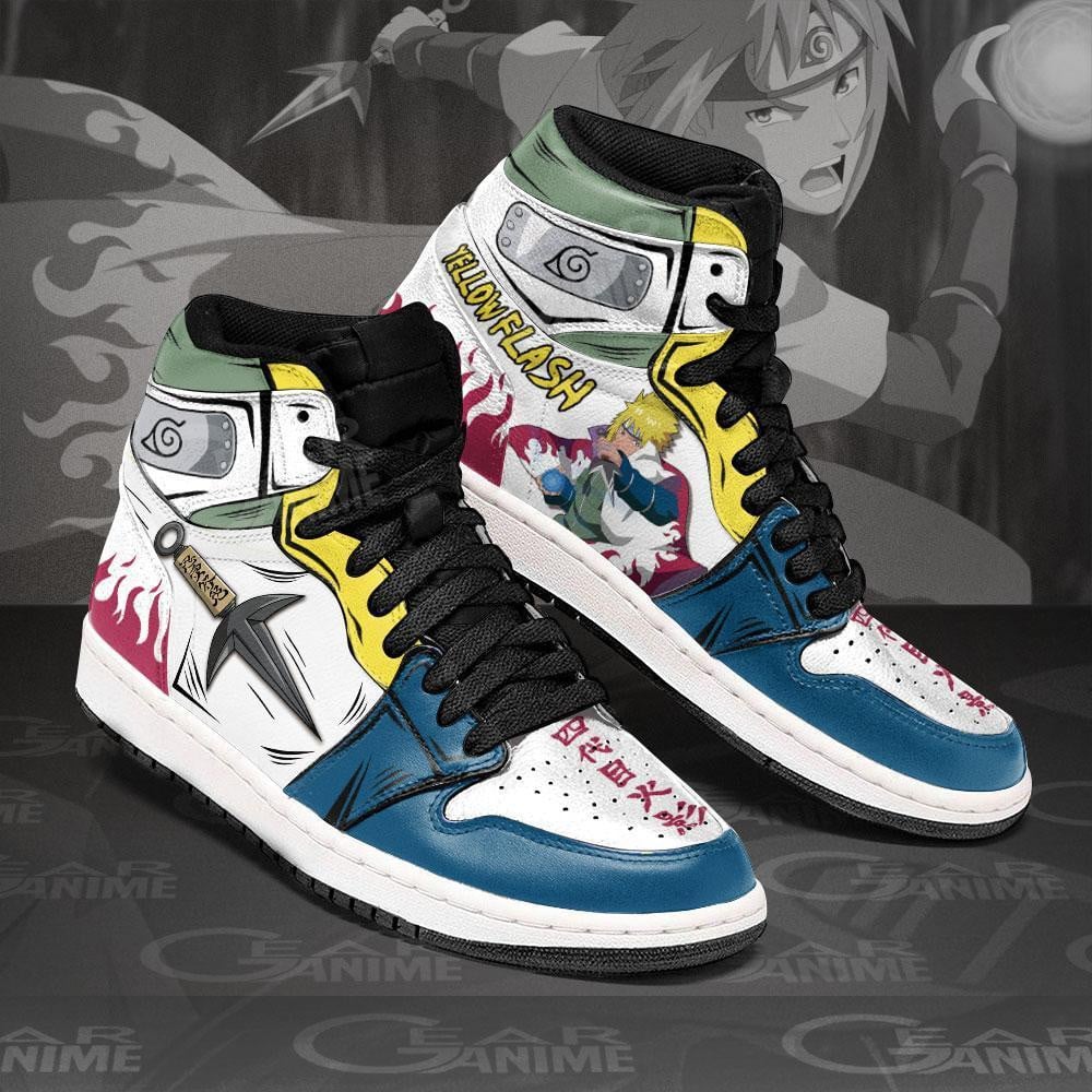 Minato JD1s Sneakers Yellow Flash Kunai Anime Shoes, Air Jordan Hightop