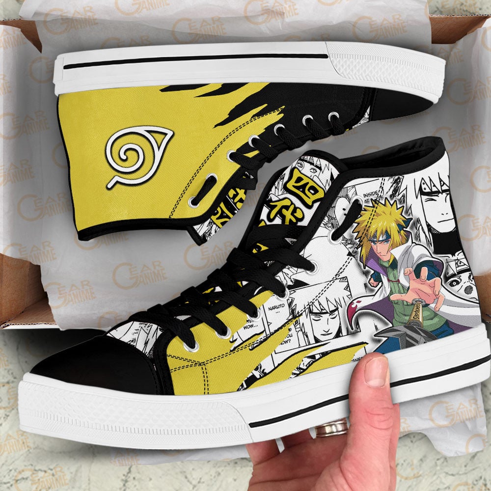 Minato Namikaze High Top Shoes Custom Anime Sneakers Mix Manga
