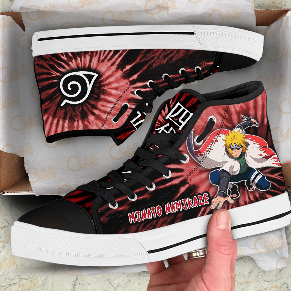 Minato Namikaze High Top Shoes Custom Anime Sneakers Tie Dye Style