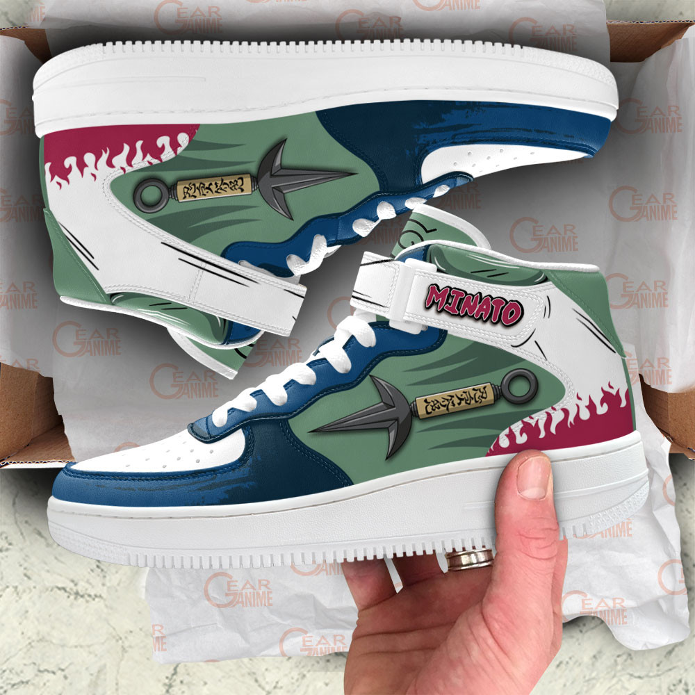 Minato Namikaze Kunai Sneakers Air Mid Custom Anime Shoes