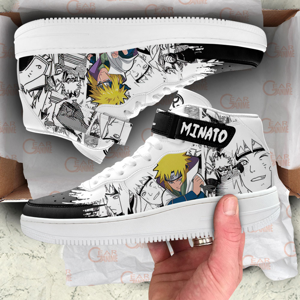 Minato Namikaze Sneakers Air Mid Custom Anime Shoes Mix Manga