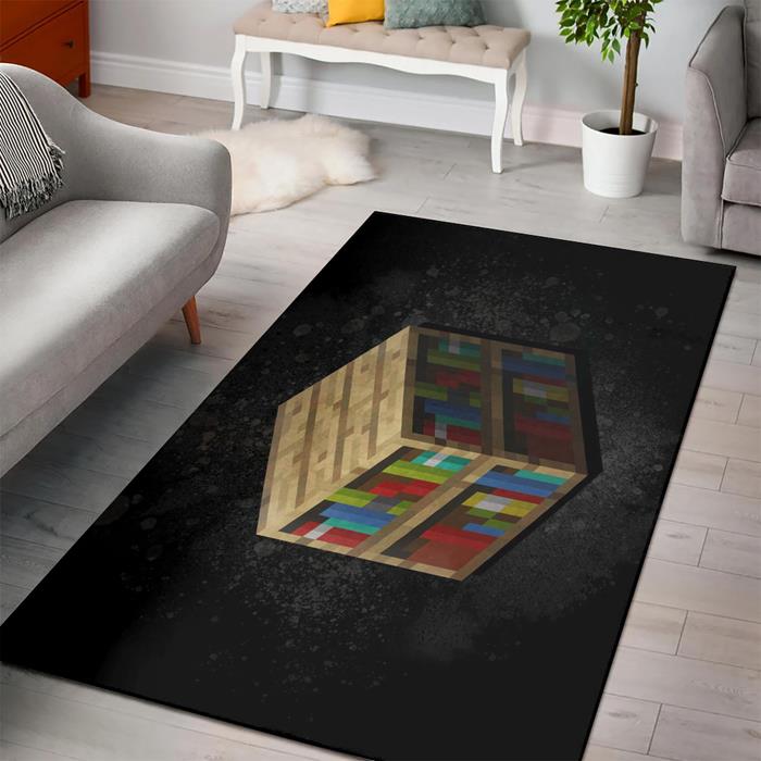 Minecraft Bookshelf Block Rectangle Rug – Custom Size And Printing