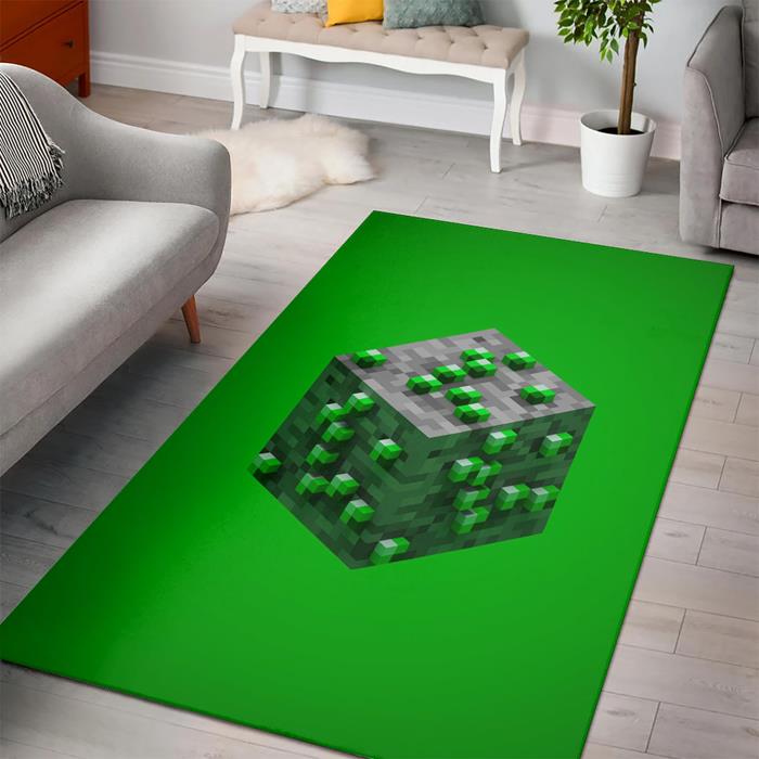 Minecraft Emerald Ore Rectangle Rug – Custom Size And Printing