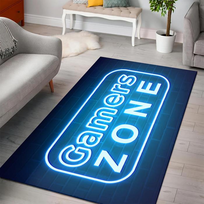 Minecraft Gamer Zone Neon Gamer Zone Rectangle Rug – Custom Size And Printing