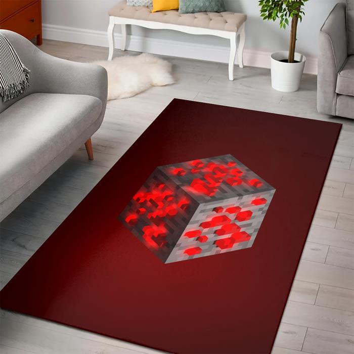 Minecraft Red Stone Ore Rectangle Rug – Custom Size And Printing