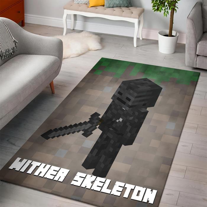 Minecraft Wither Skeleton Rectangle Rug – Custom Size And Printing
