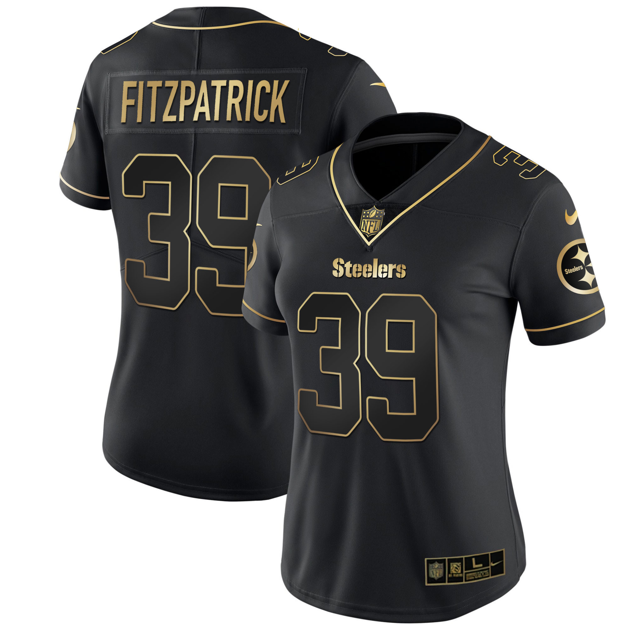 Minkah Fitzpatrick Women's Pittsburgh Steelers White Gold & Black Gold Jersey - All Stitched