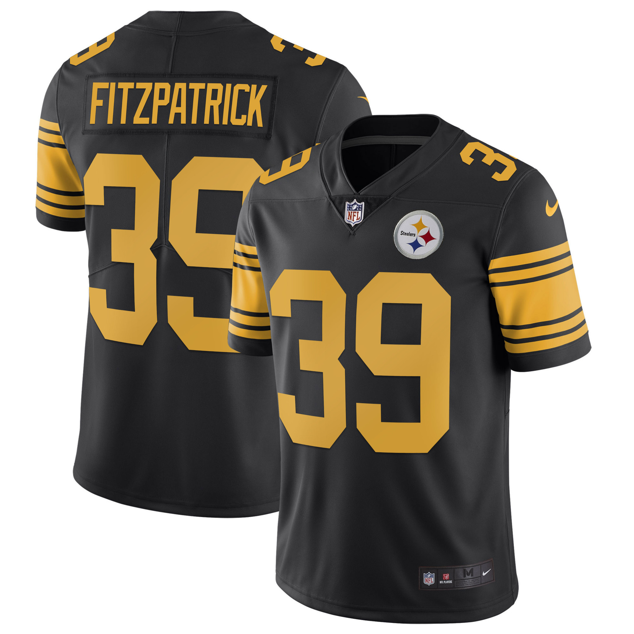 Minkah Fitzpatrick Youth's Pittsburgh Steelers Gold & Split Color Rush Jersey - All Stitched