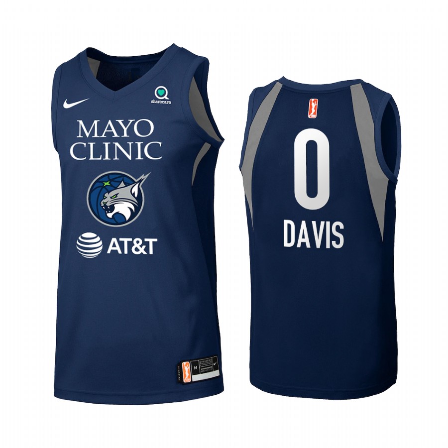 Minnesota Lynx Rennia Davis 2021 WNBA Draft First round Women Blue #0 Jersey