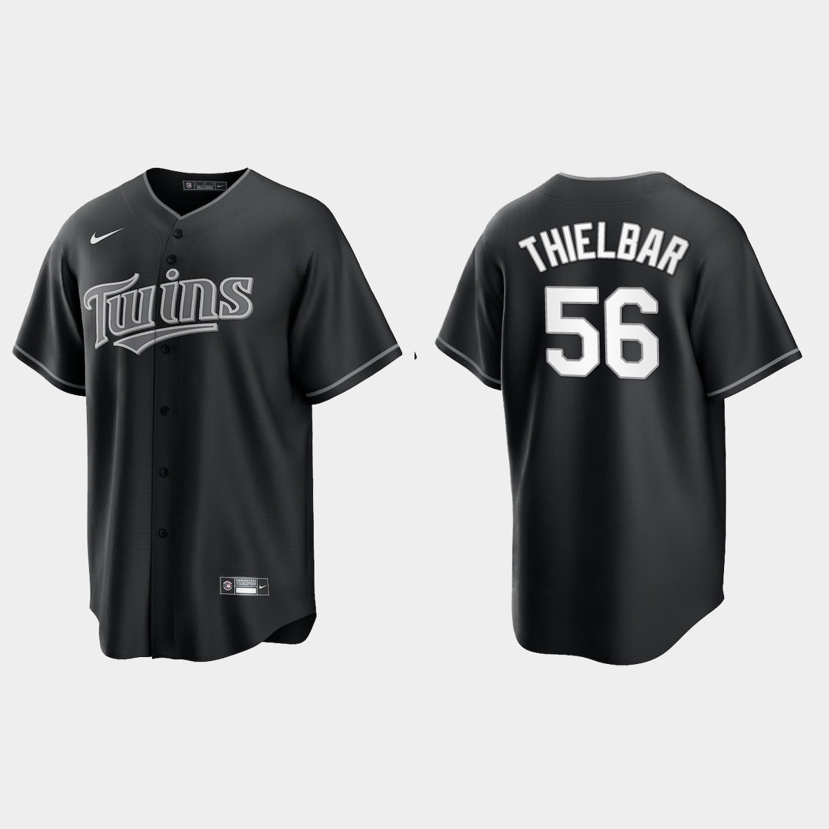 Minnesota Twins Caleb Thielbar 2021 All Black Fashion Jersey - Black White